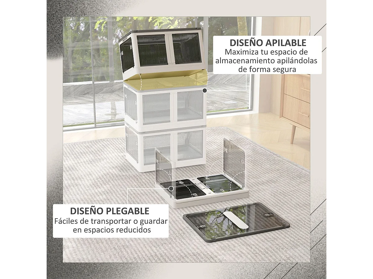 Caja de almacenamiento Crai Homcom tapa + ruedas 69L blanco 34x60x42 cm