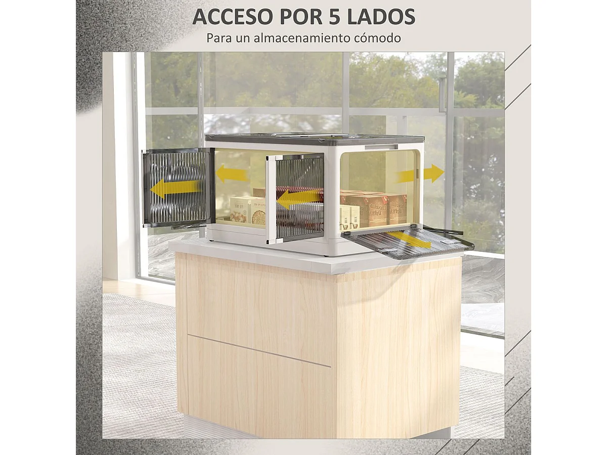 Caja de almacenamiento Crai Homcom tapa + ruedas 69L blanco 34x60x42 cm