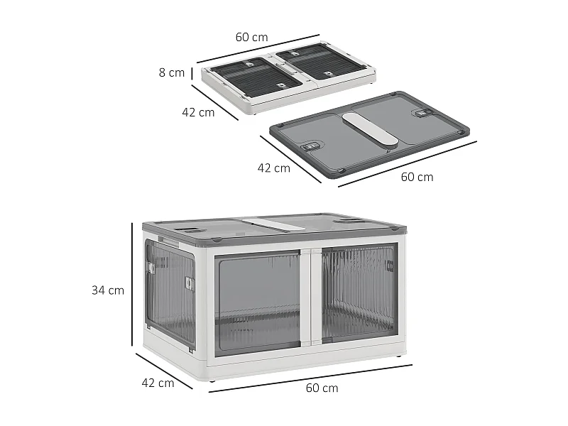 Caja de almacenamiento Crai Homcom tapa + ruedas 69L blanco 34x60x42 cm