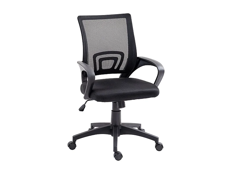 Silla de oficina Waco Homcom basculante con reposabrazos + ruedas negro 89-109x57x55 cm