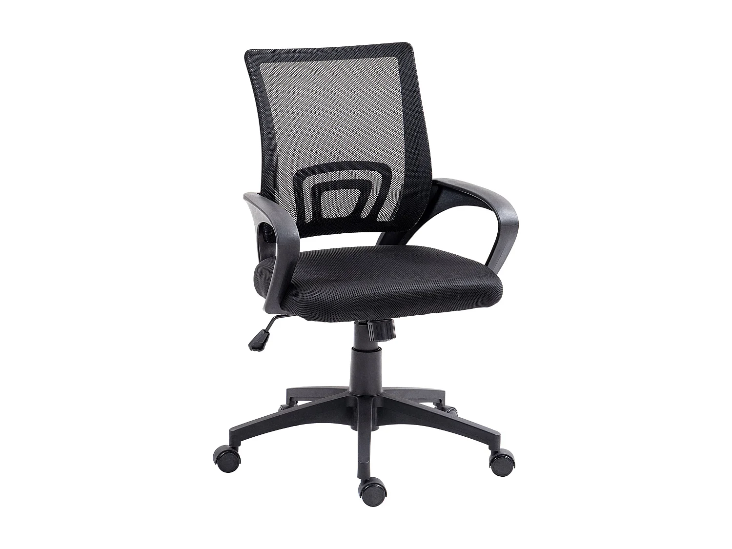 Silla de oficina Waco Homcom basculante con reposabrazos + ruedas negro 89-109x57x55 cm