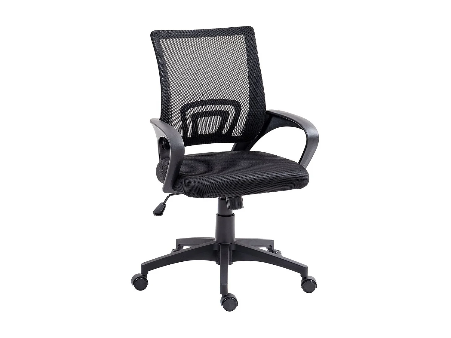 Silla de oficina Waco Homcom basculante con reposabrazos + ruedas negro 89-109x57x55 cm