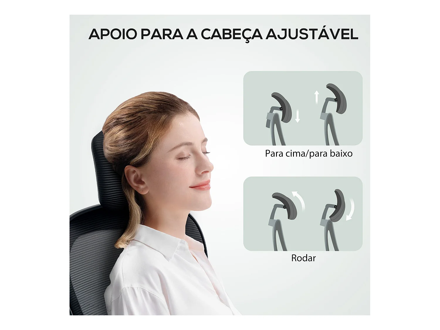 Silla de oficina Maya Homcom transpirable + reposacabezas negro 115-125x58x63 cm