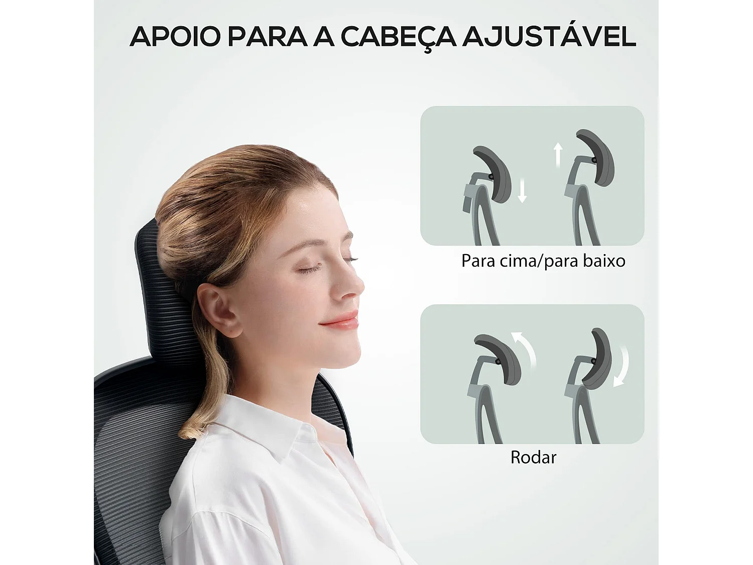 Cadeira de Escritório Giratória com Apoio Ajustável e Design Moderno em Preto