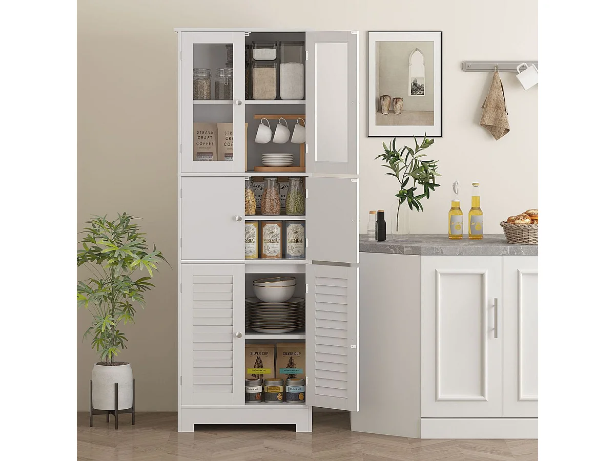 Mueble de baño Kioto Homcom 6 puertas blanco 170,5x60x30 cm