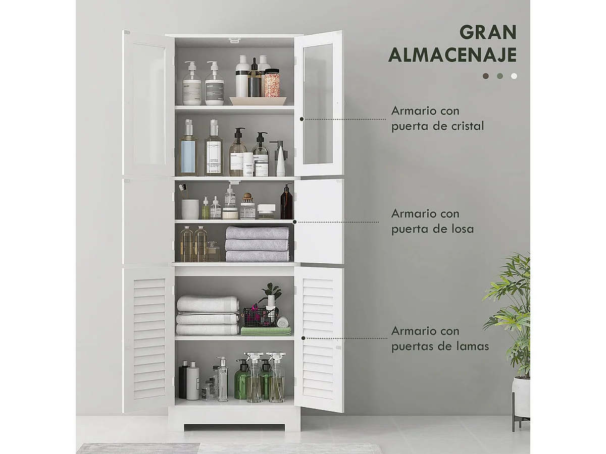 Mueble de baño Kioto Homcom 6 puertas blanco 170,5x60x30 cm