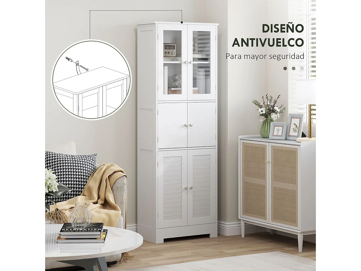 Mueble de baño Kioto Homcom 6 puertas blanco 170,5x60x30 cm