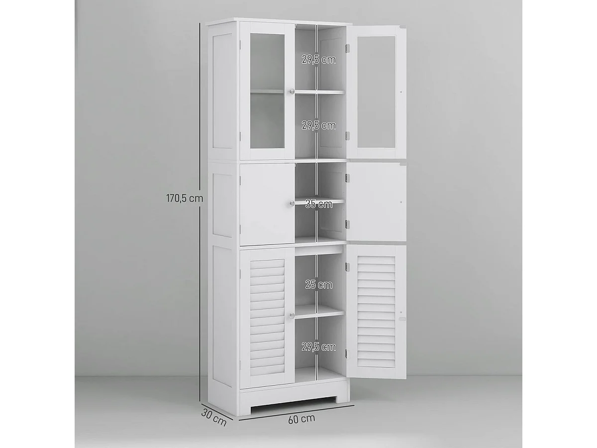 Mueble de baño Kioto Homcom 6 puertas blanco 170,5x60x30 cm