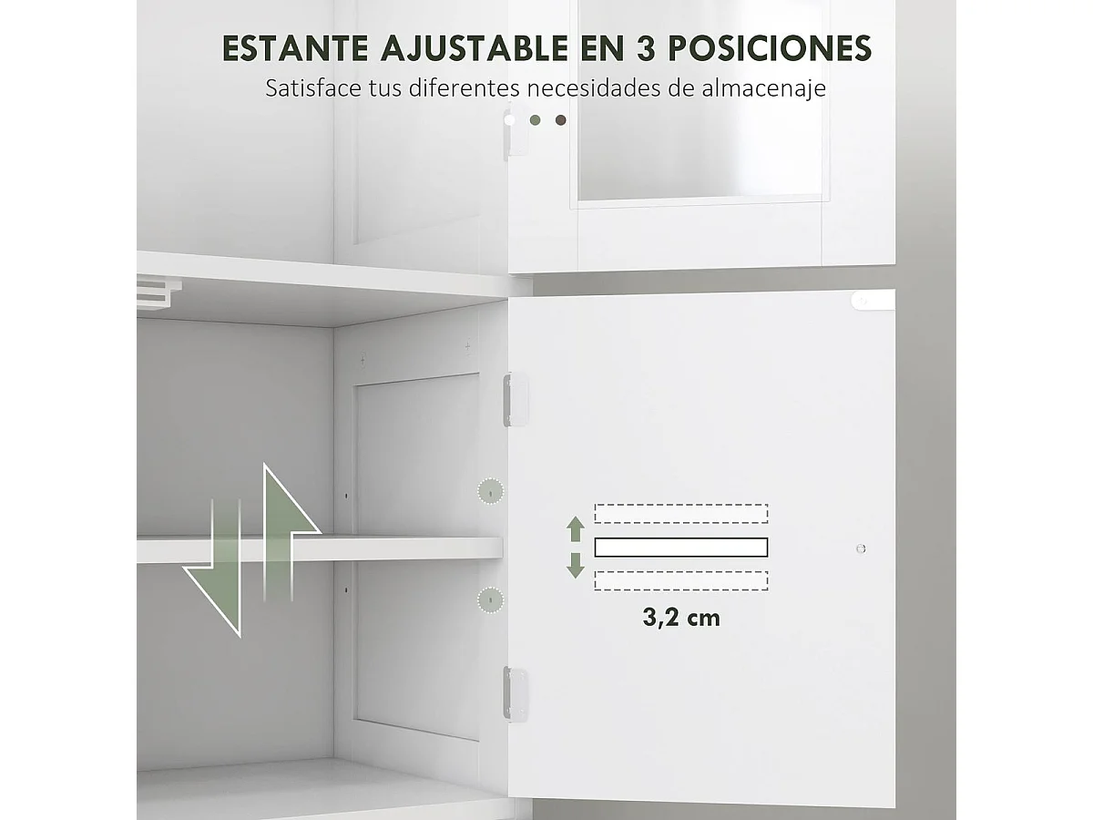Mueble de baño Kioto Homcom 6 puertas blanco 170,5x60x30 cm