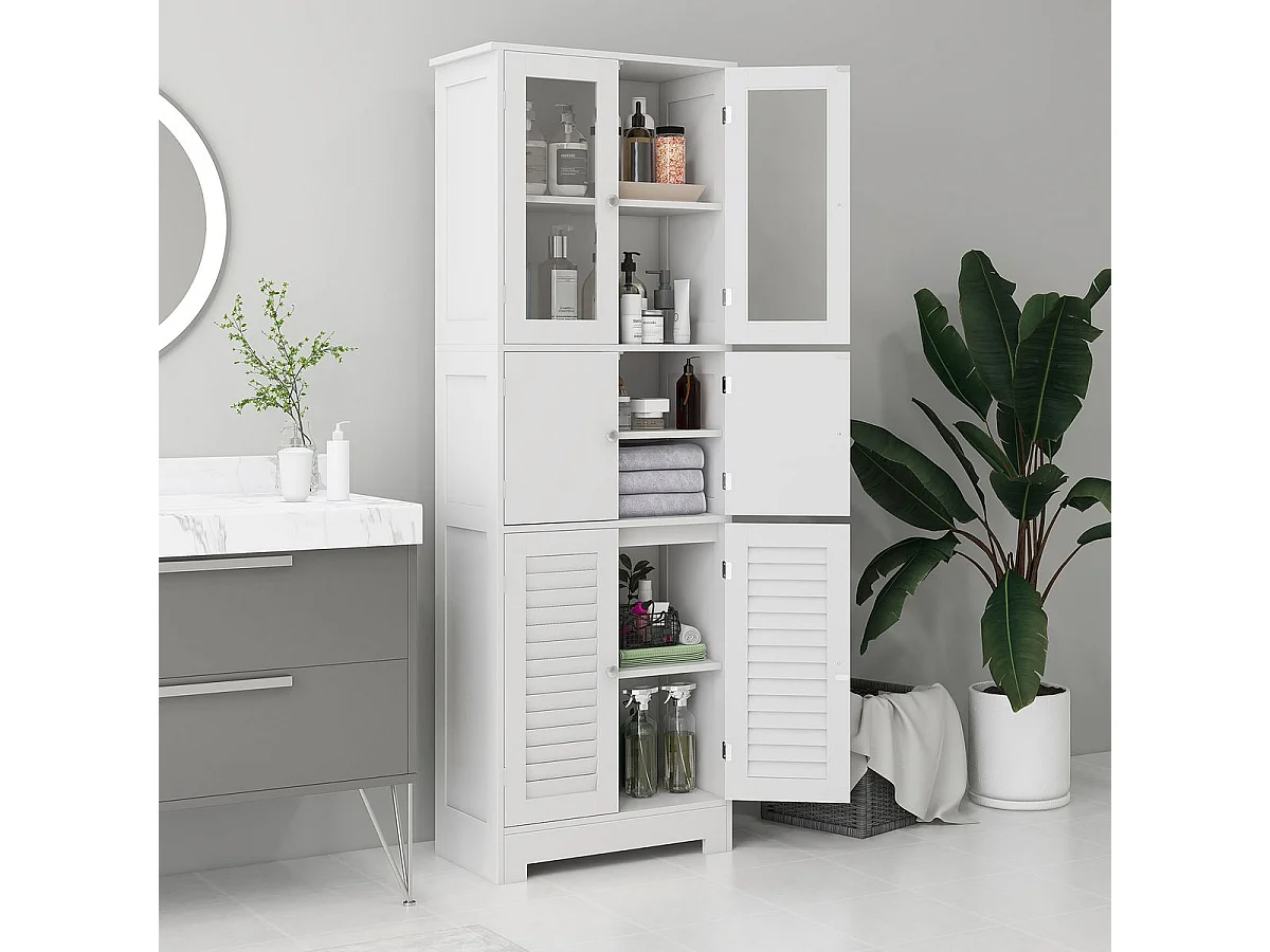 Mueble de baño Kioto Homcom 6 puertas blanco 170,5x60x30 cm