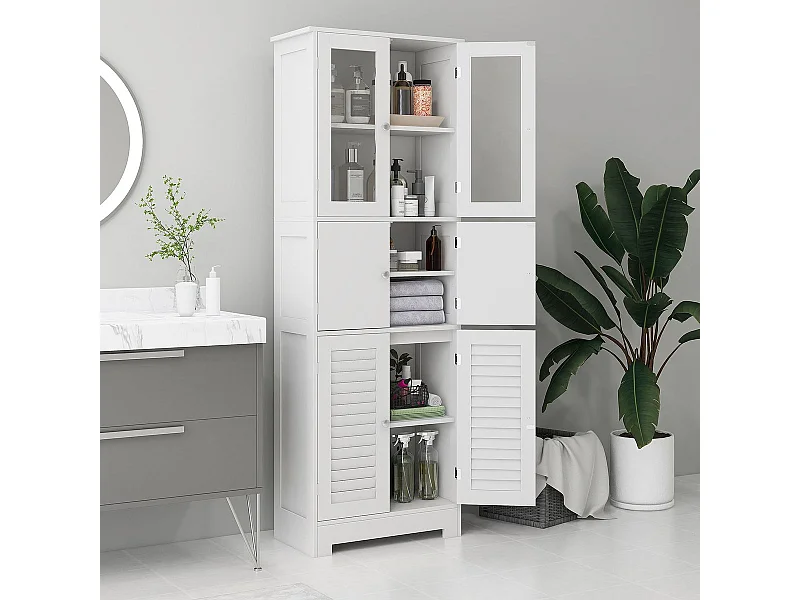 Mueble de baño Kioto Homcom 6 puertas blanco 170,5x60x30 cm