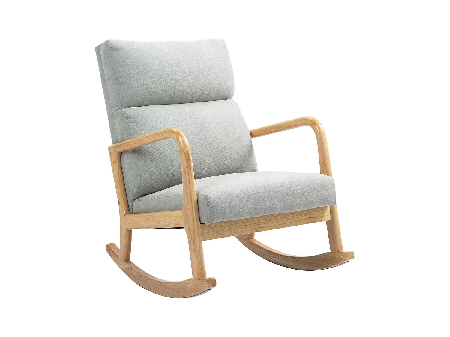 Mecedora Tánger Homcom respaldo acolchado + reposabrazos gris/natural 94,5x65x87 cm