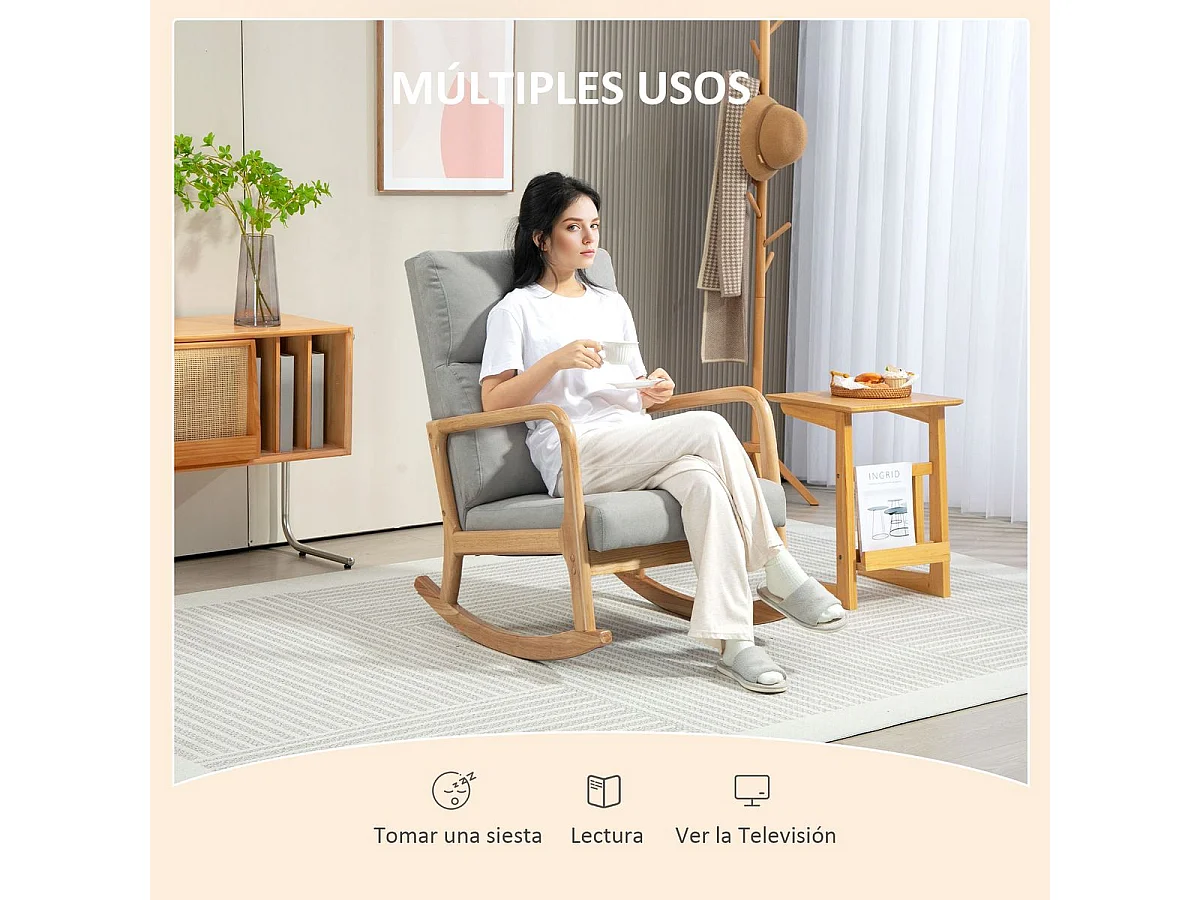 Poltrona Baloiço Estofada em Linho com Design Moderno e Conforto Superior para Sala e Dormitório