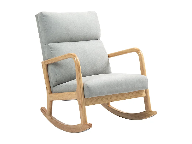 Mecedora Tánger Homcom respaldo acolchado + reposabrazos gris/natural 94,5x65x87 cm