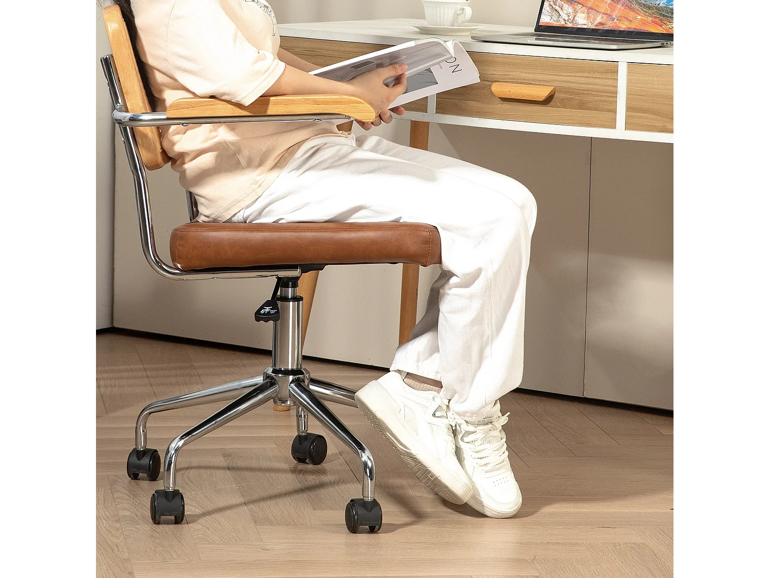 Silla de oficina Pulse Homcom basculante + altura regulable 82-90x55,5x60 cm