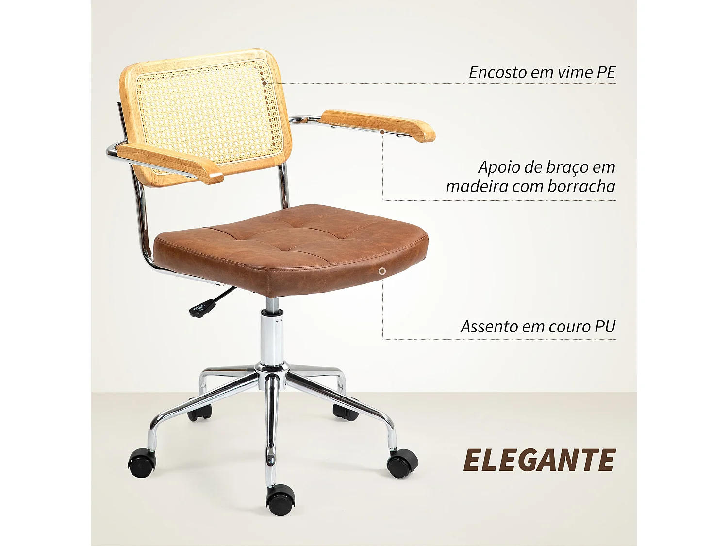 Silla de oficina Pulse Homcom basculante + altura regulable 82-90x55,5x60 cm
