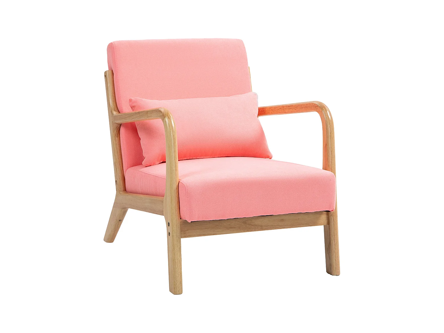Butaca Nordic Homcom con reposabrazos + cojín rosa 76x61x78 cm