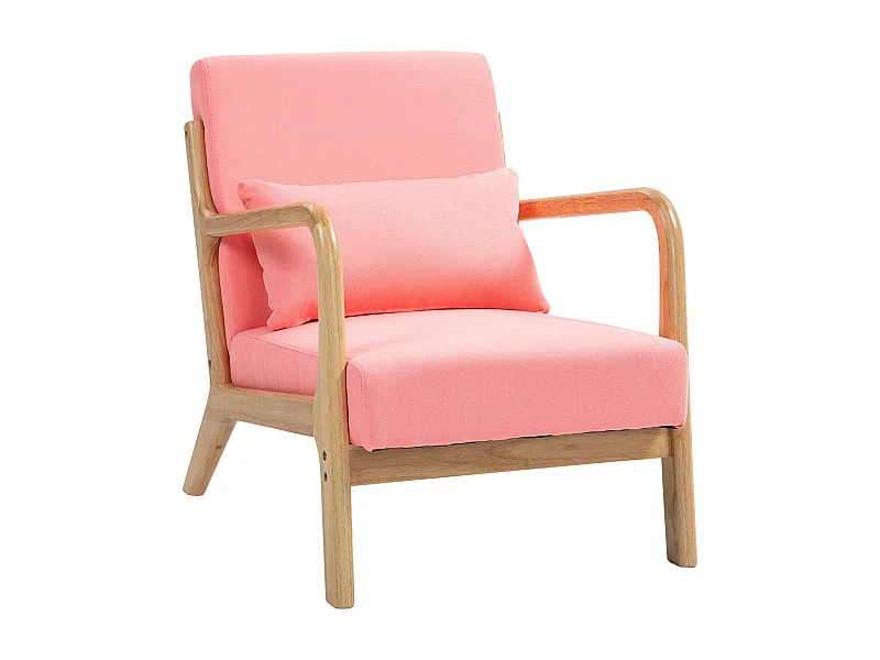 Butaca Nordic Homcom con reposabrazos + cojín rosa 76x61x78 cm
