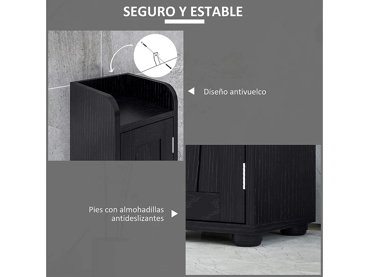 Columna de baño Over Homcom 2 puertas con portarrollos negro 185x20x20 cm