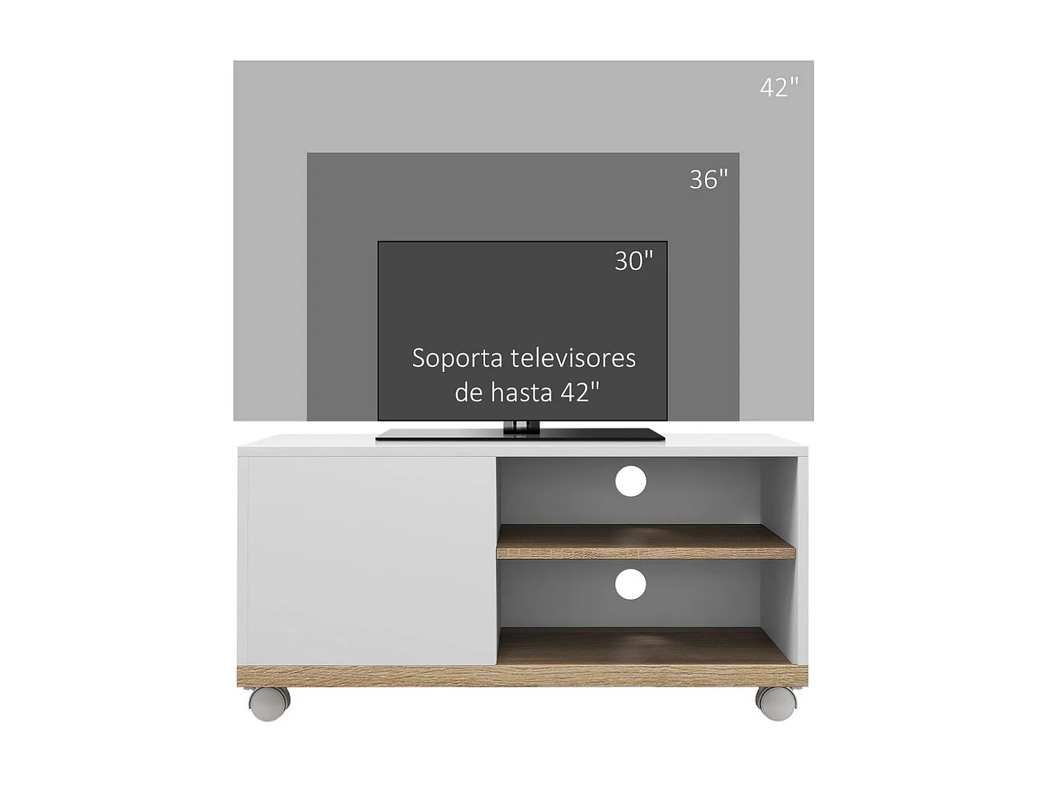 Mesa de TV Moderna para Sala de Estar com 4 Rodas e Armazenamento Prático para TVs de 42 Polegadas