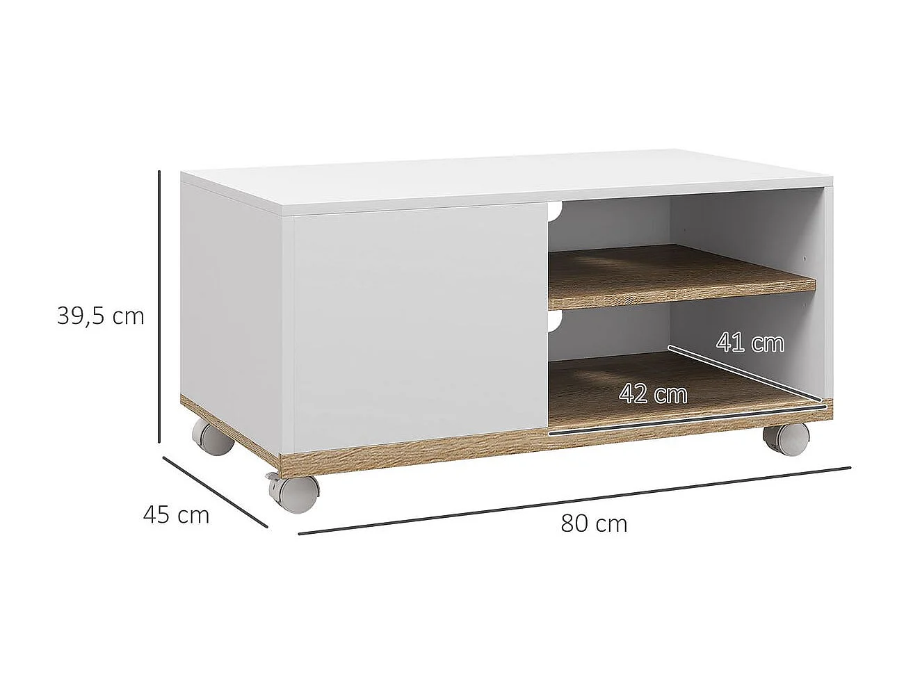 Mesa de TV Moderna para Sala de Estar com 4 Rodas e Armazenamento Prático para TVs de 42 Polegadas