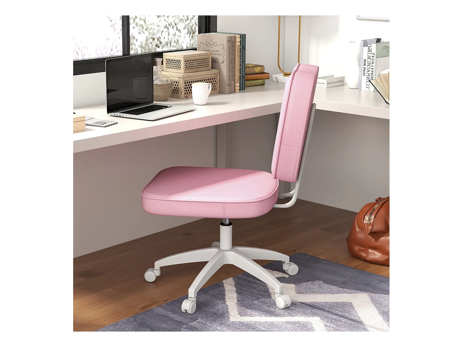 Silla de oficina Cherry Vinsetto altura regulable + ruedas rosa 82-92x46x59 cm