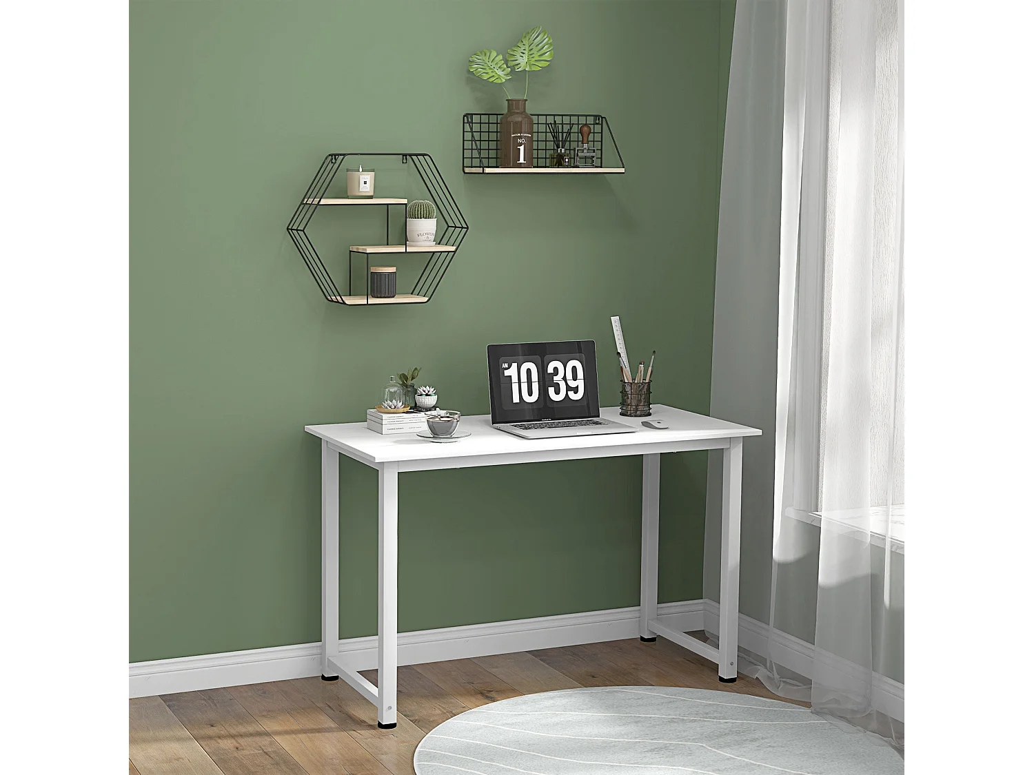 Escritorio Fresa Homcom diseño fijo blanco 76x120x60 cm