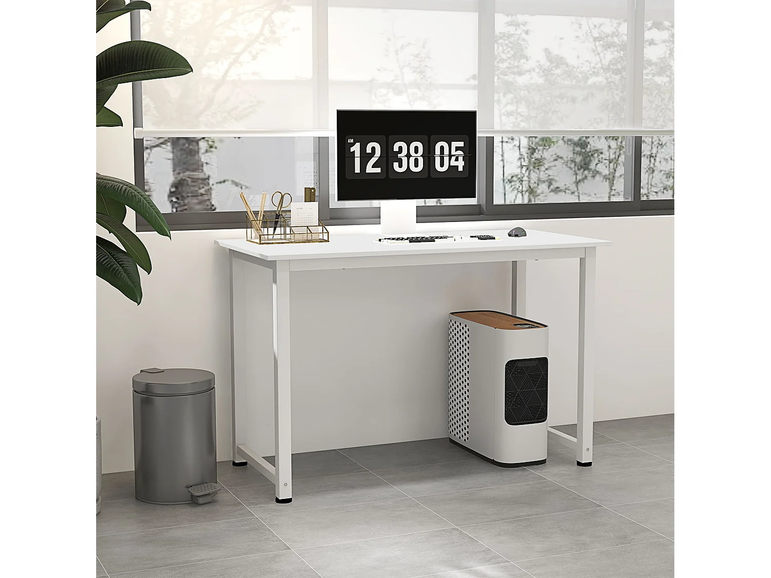 Escritorio Fresa Homcom diseño fijo blanco 76x120x60 cm