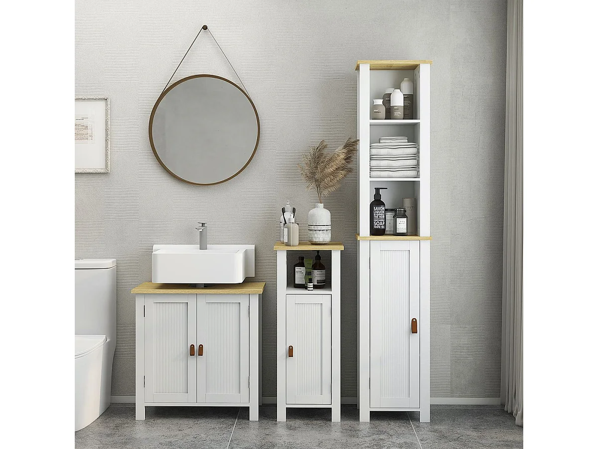 Mueble de baño Rojal Kleankin 2 puertas blanco/natural 60x60x30 cm