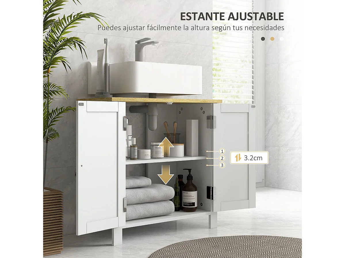 Mueble de baño Rojal Kleankin 2 puertas blanco/natural 60x60x30 cm