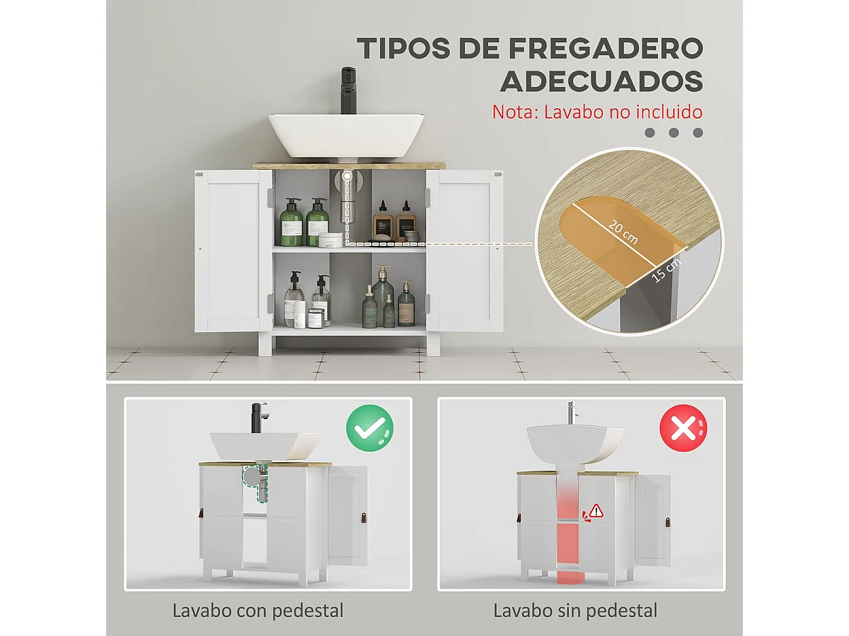 Mueble de baño Rojal Kleankin 2 puertas blanco/natural 60x60x30 cm