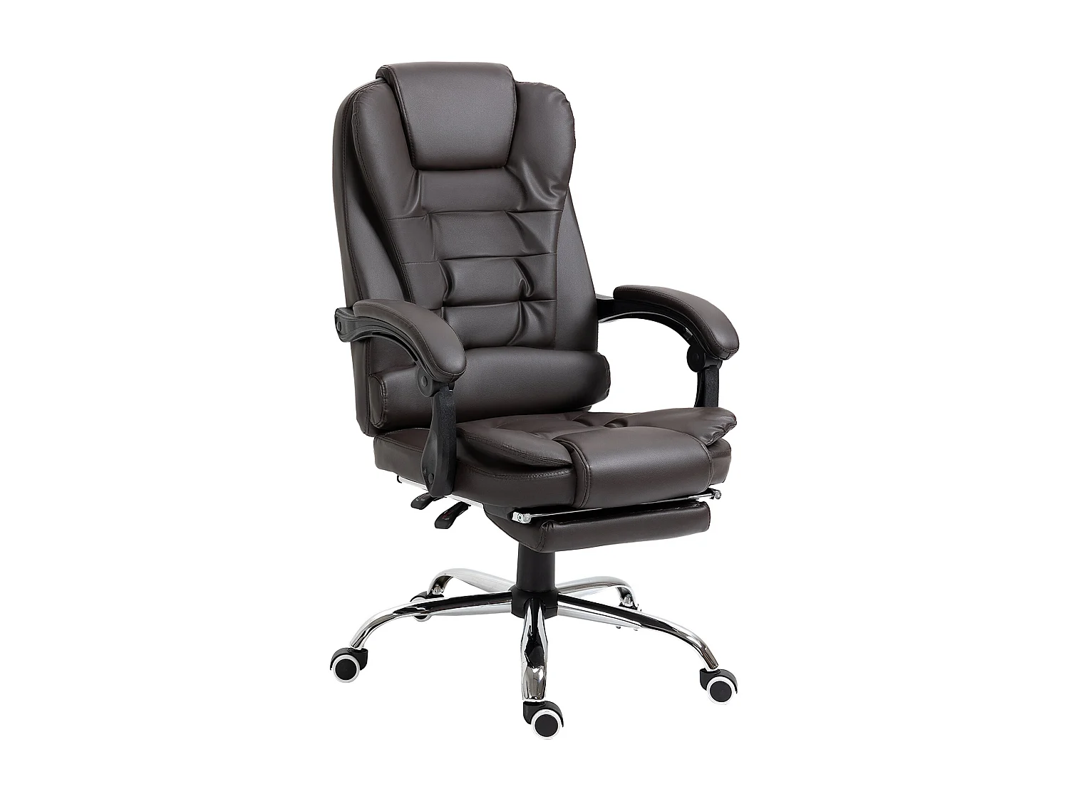 Silla de oficina Adar Homcom con reposapiés reclinable marrón oscuro 109-117x64,5x69 cm