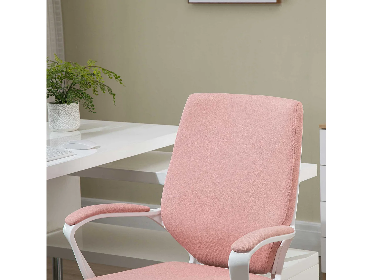 Cadeira de Escritório Ergonómica Vinsetto Giratória Rosa com Apoio Lombar e Altura Ajustável