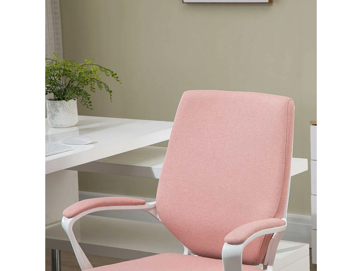 Cadeira de Escritório Ergonómica Vinsetto Giratória Rosa com Apoio Lombar e Altura Ajustável