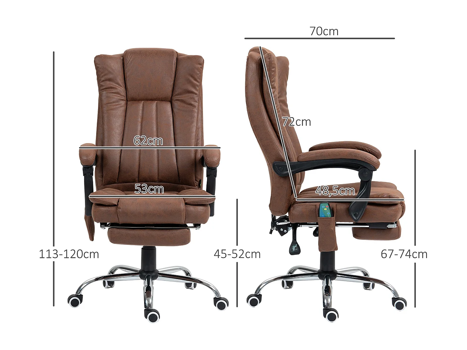 Cadeira de Massagem Ergonomica Vinsetto com Aquecimento e Apoio para os Pés Retrátil