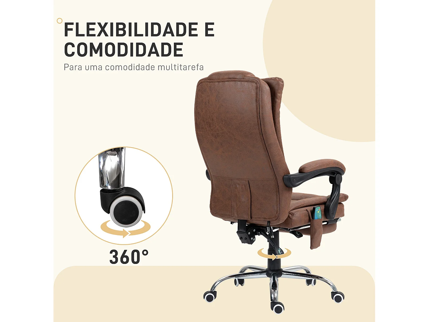 Cadeira de Massagem Ergonomica Vinsetto com Aquecimento e Apoio para os Pés Retrátil