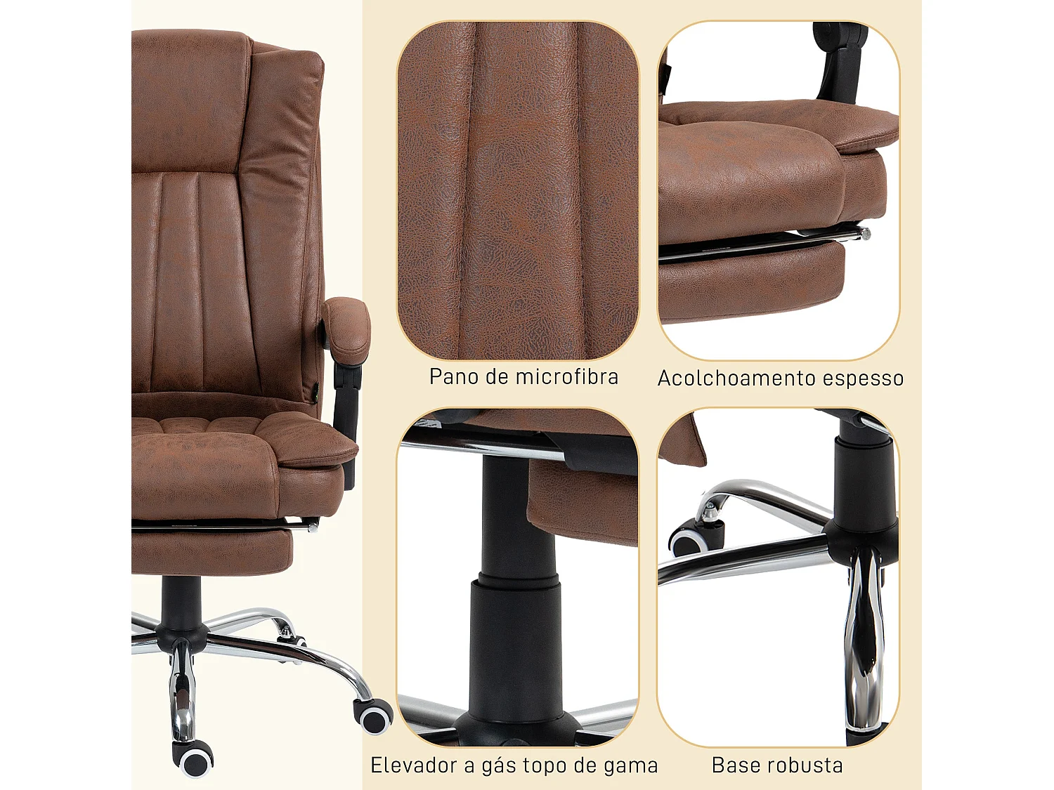 Cadeira de Massagem Ergonomica Vinsetto com Aquecimento e Apoio para os Pés Retrátil