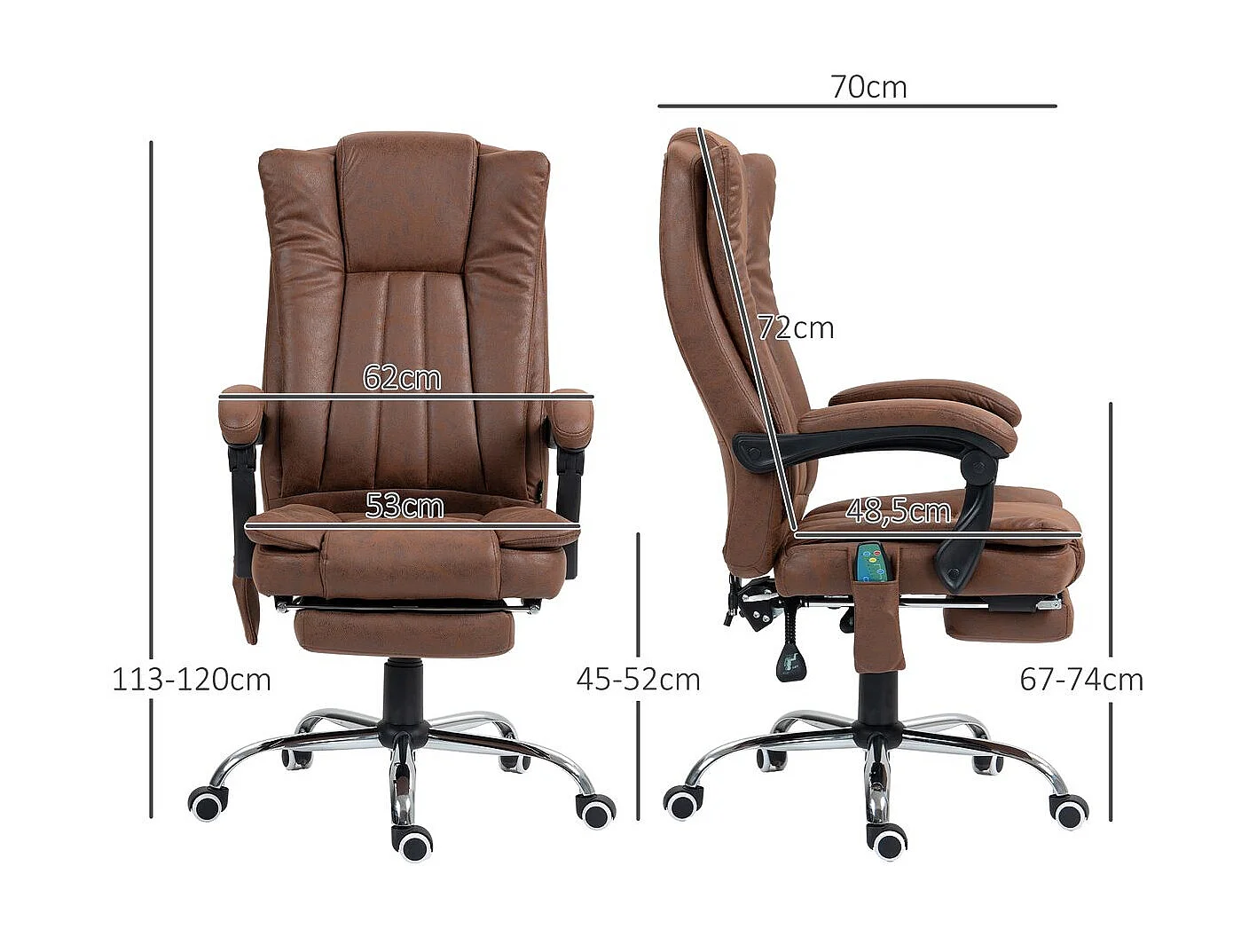 Cadeira de Massagem Ergonomica Vinsetto com Aquecimento e Apoio para os Pés Retrátil