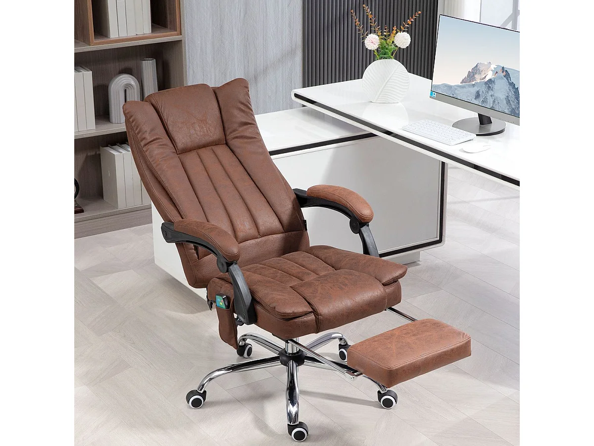 Silla de oficina Helecho Vinsetto 6 puntos de masaje + reposapiés + mando marrón 113-120x62x70 cm