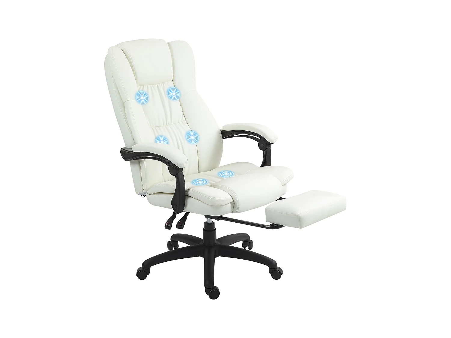 Silla de oficina Winter reclinable 6 puntos de masaje + reposapiés retráctil blanco 113-121x68,5x68,5 cm