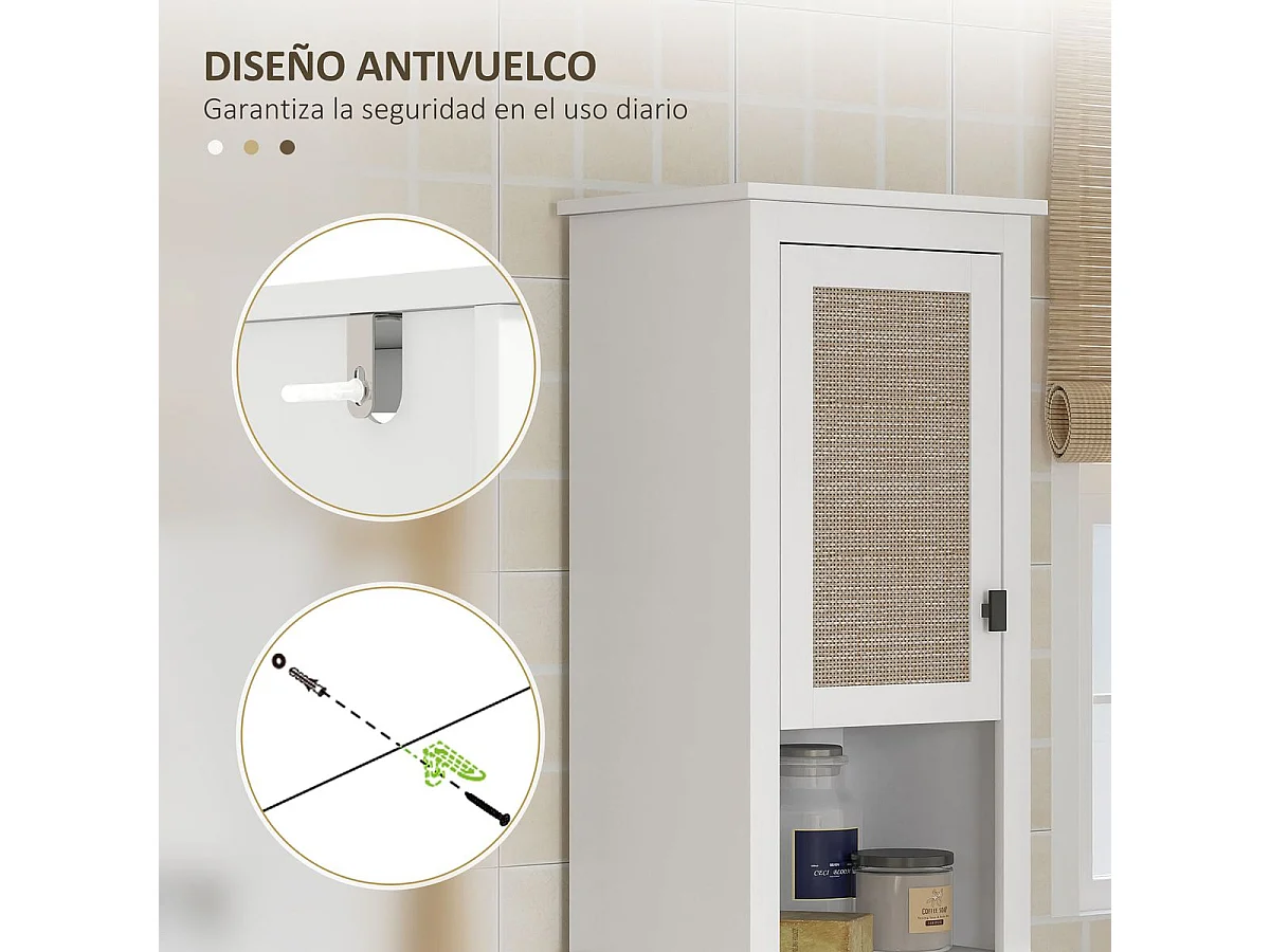 Columna de baño Sahara Homcom 2 puertas con 2 compartimentos blanco/natural 167,5x40x30 cm