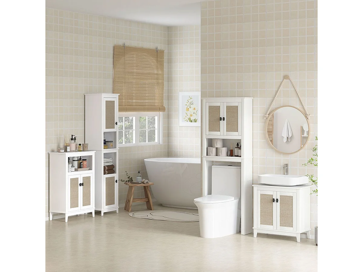 Mueble de baño Lizzeth Homcom con 2 puertas blanco/natural 60x60x30 cm