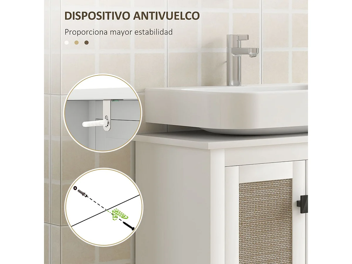 Mueble de baño Lizzeth Homcom con 2 puertas blanco/natural 60x60x30 cm