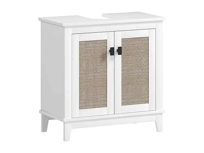 Mueble de baño Lizzeth Homcom con 2 puertas blanco/natural 60x60x30 cm