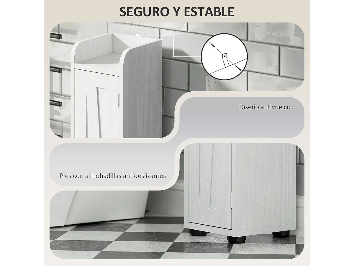 Columna de baño Over Homcom 2 puertas con portarrollos blanco 185x20x20 cm