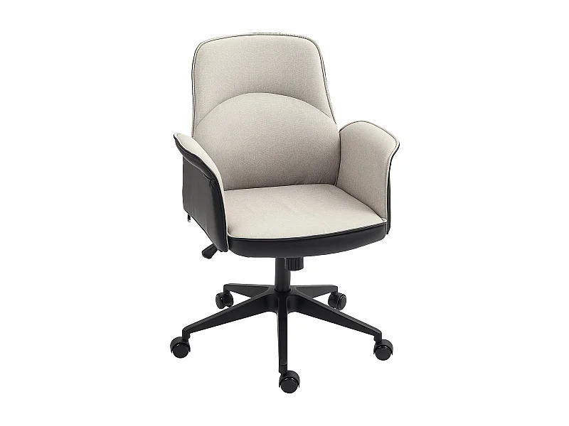 Silla de oficina Jaca Homcom altura ajustable negro/crema 93-103x66x65 cm