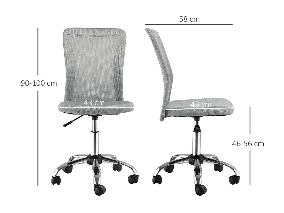 Silla de escritorio Licci Vinsetto giratoria gris 90-100x43x58 cm