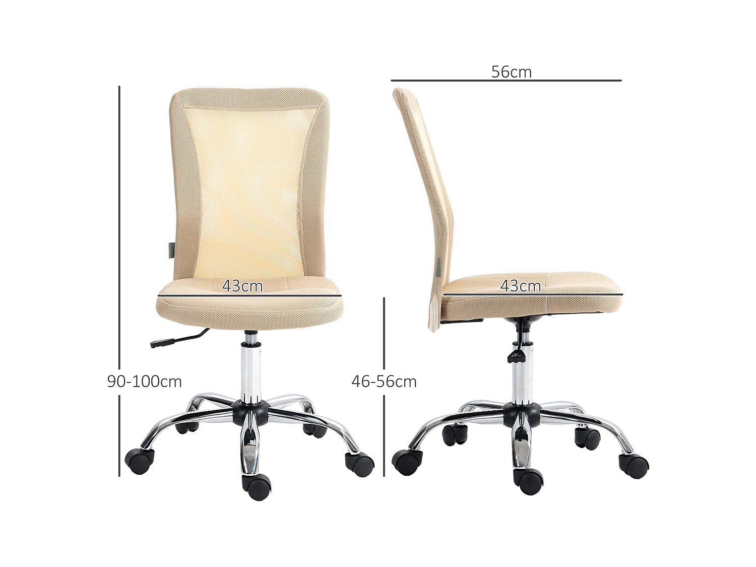 Silla de escritorio Licci Vinsetto altura ajustable beige 90-100x43x56 cm