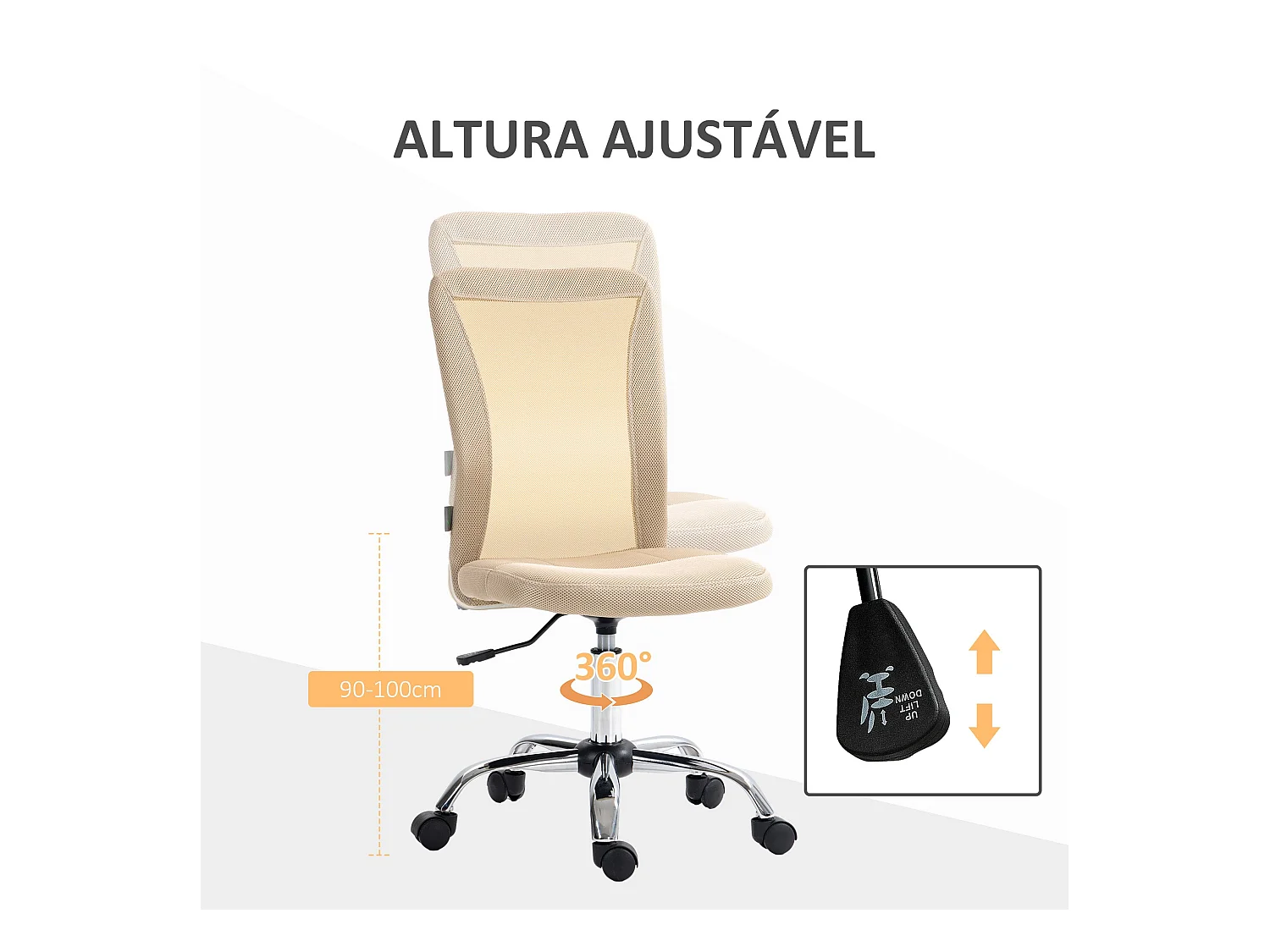 Silla de escritorio Licci Vinsetto altura ajustable beige 90-100x43x56 cm