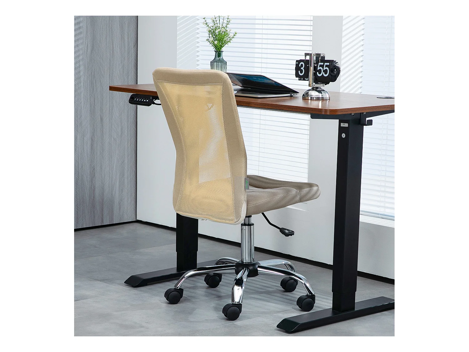 Silla de escritorio Licci Vinsetto altura ajustable beige 90-100x43x56 cm